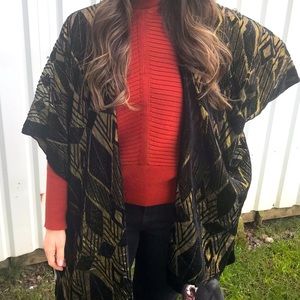 Anthropologie Akemi+Kin Kimono Black and Gold NWT